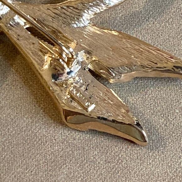 0130 Vintage 60s ROMAN Gold Tone & Rhinestone Bow Brooch EUC - Picture 4 of 5